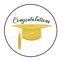 CONGRATULATIONS YELLOW GRAD HAT ENVELOPE SEALS LABELS STICKERS PARTY FAVORS