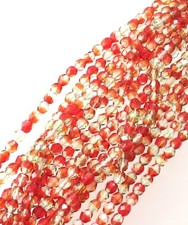 200 Fine Trade Czech 2Tone Red Green Round Faceted fire Polished Glass beads-4mm