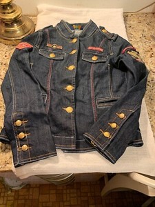 Coogi Jean Waist Jacket YOUTH Size M Military Motif Embroidered Applique NEW