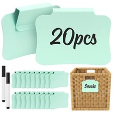20PCS Plastic Basket Labels Clip On Removable Basket Bin Labels Green-20pcs