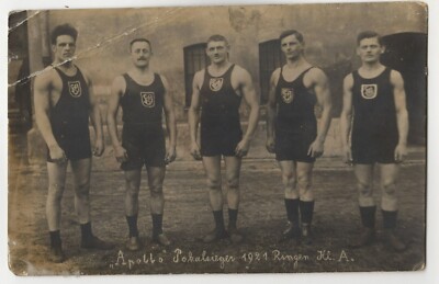 13,3x8,5cm Baryt Foto SCA Ringer Apollo Pokalsieger 1921 Ringen Kl.A photo