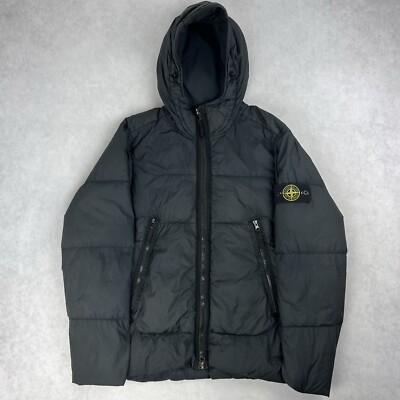 Stone Island Crinkle Reps Daunen gefütterte Jacke schwarz Mantel Small 2734