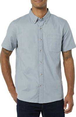 Goodthreads Men's Slim-Fit Short-Sleeve Oxford Shirt Sz XXL in Grey Gray