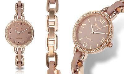 NEW Geneva 9471 Women's Platinum Aigle Collection Light Pink Bangle Cute Watch