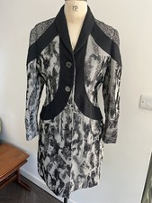 Save The Queen Coat Wool Cotton Blend Size M Black Grey Fitted Lining Detail