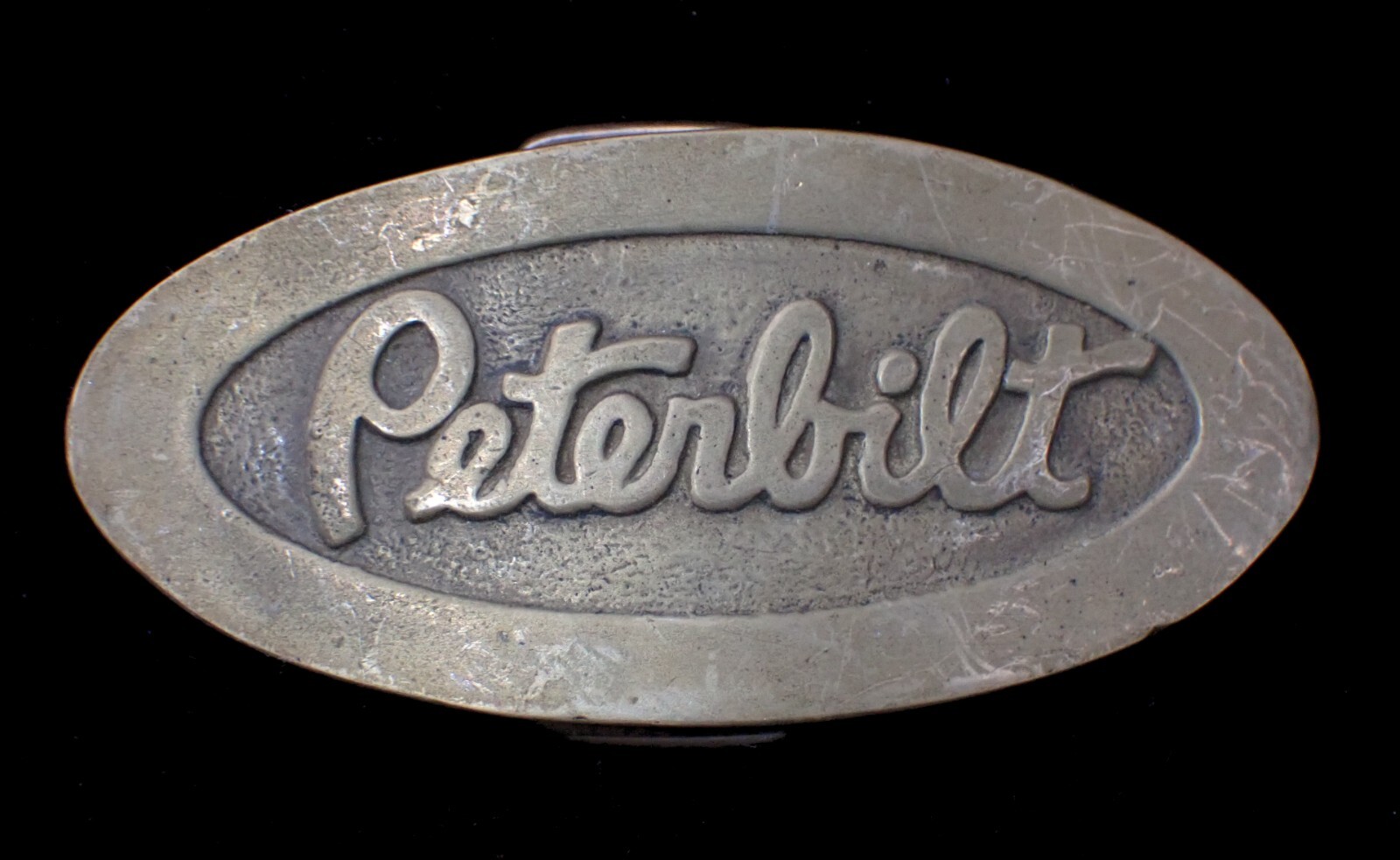 SOLID BRASS VINTAGE PETERBILT SCRIPT LOGO BELT BU… - image 1