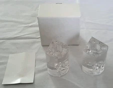 NIB Lenox Ovations Moonlight Crystal Glass Candlesticks 3 inch PAIR of 2 Austria