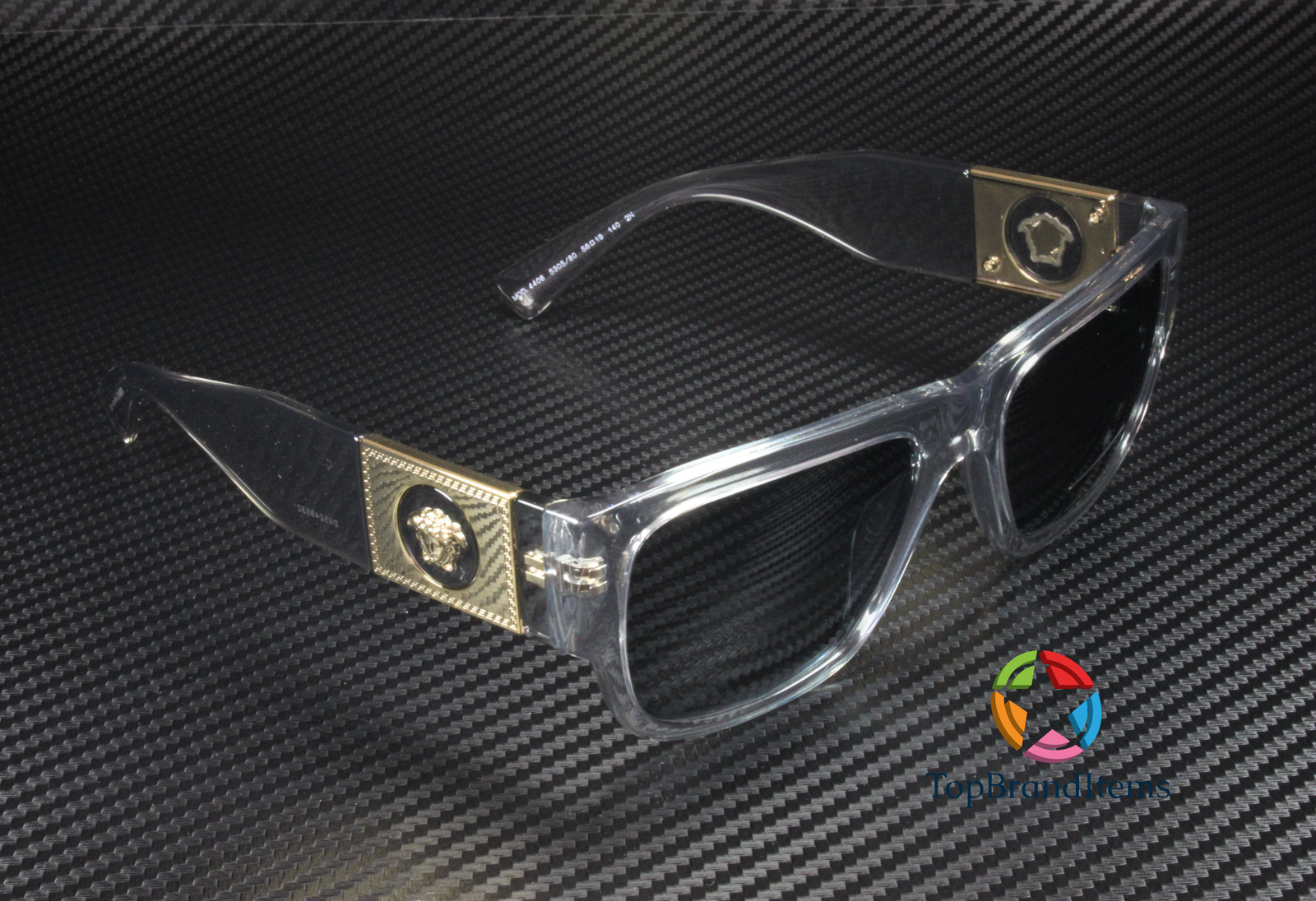 VERSACE VE4406 530580 Transparent Grey Dark Blue 56 mm Men's Sunglasses