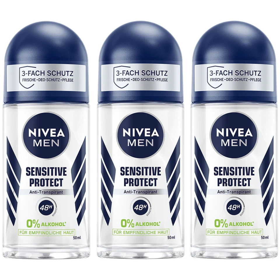 Nivea Men Deo Sensitive Protect Roll On Anti Transpirant 50ml 3er Pack