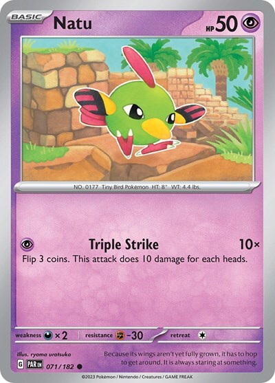 Pokemon Natu (71/281) Paradox Rift LP REVERSE HOLO