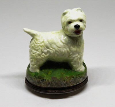 HALCYON DAYS ENGLISH ENAMEL BOX WEST HIGHLAND TERRIER