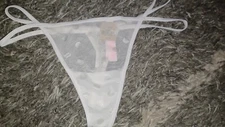 Vs  Strappy Thong Panty BRAND NEW SIZe Medium White Polka