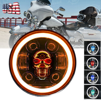 Brightest 5-3/4'' 5.75'' inch LED Projector Headlight DRL for Harley Motorcycle