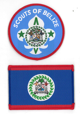 SCOUTS OF BELIZE - Scout Membership Rank Award & Flag Patch SET