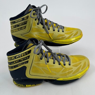 Adidas Basketball Shoes Adizero NBA Crazy Lights MENS Yellow Navy Lace Up 9