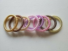 Spiral Hair Ties Thin Metallic Phone Cord Hair Ties Coils Wristlets 8 PC SET