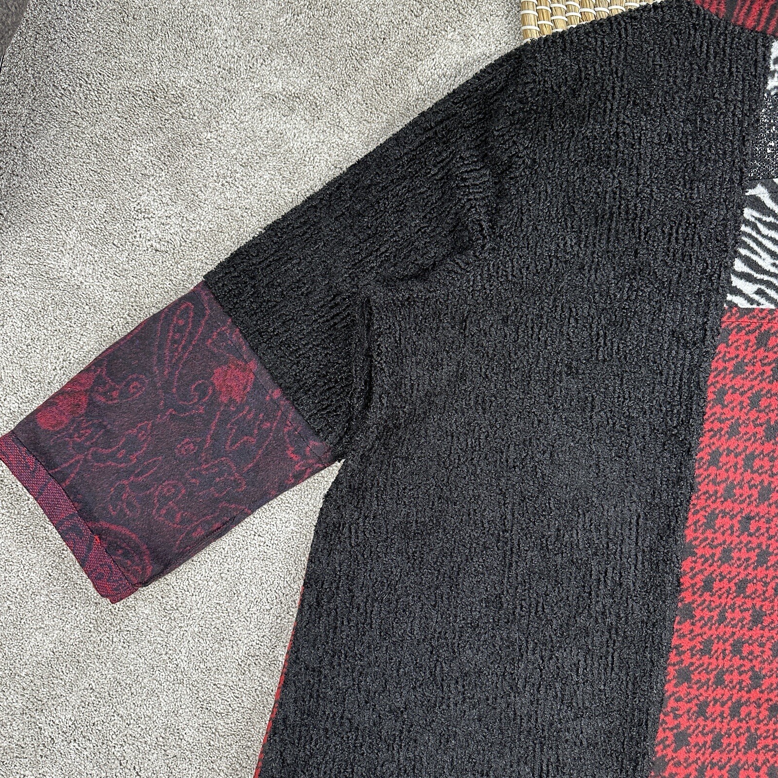 Ali Miles Multi Patchwork Print Funnel Neck 3/4 C… - image 10