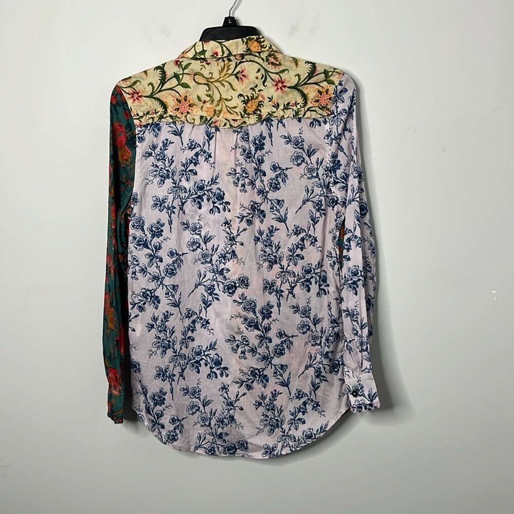 Sundance Floral Ease Patchwork Button Down Long S… - image 5
