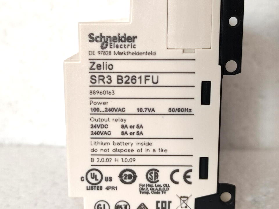 Schneider Electric SR3B261FU Modular Smart Relay Zelio Logic 26 IO ...