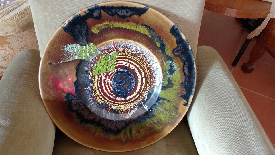 ISTITUTO D'ARTE FAENZA GRANDE PIATTO IN CERAMICA ANNI 60 DIAMETRO 48 - Immagine 2 di 4