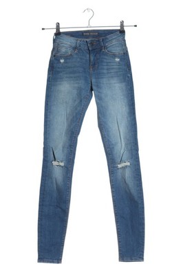 BERSHKA Röhrenjeans Damen Jeans Gr. DE 32 blau Casual-Look