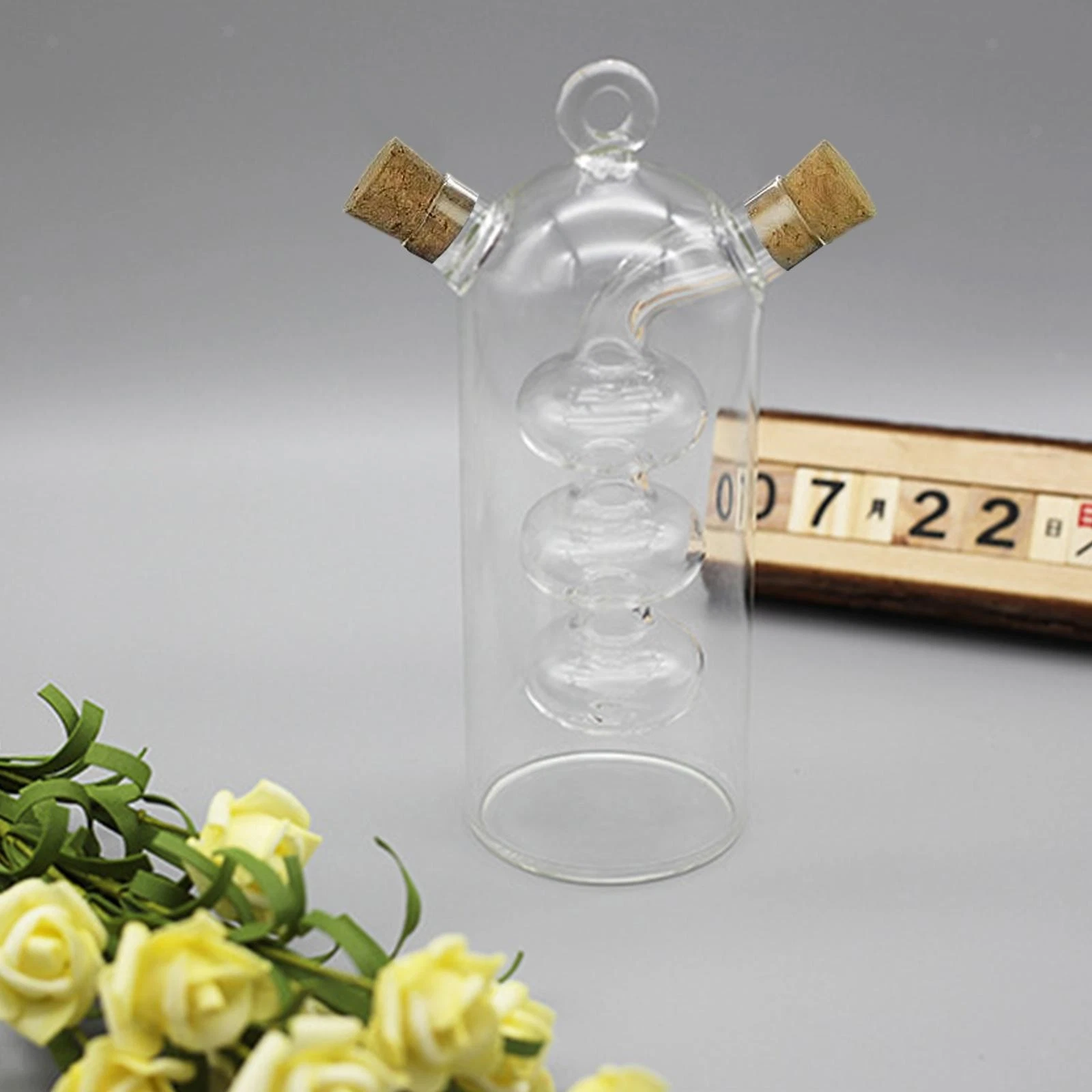 2 in 1 Cruet Bottle Separated Compartments 2.5x6.8inch Multifunctional Clear