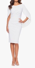 Betsy & Adam A 21207 Jordan Drape Back Cape Scuba Crepe Gown SZ 4 ($229) White