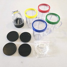 4 Magic Bullet Cups Rings 1 with Blades 4 Lids and 4 Extra Gaskets