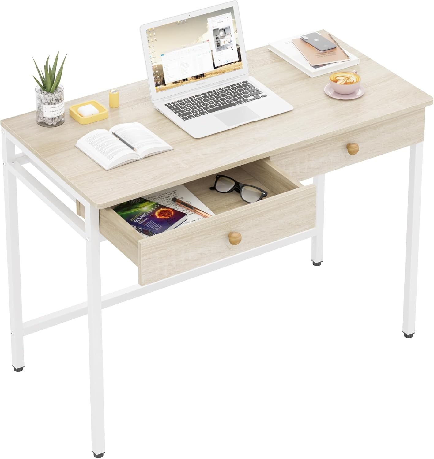 Computer Desk W/ Drawers Home Office Desk Writing Studying & Gaming Sturdy Desk-image