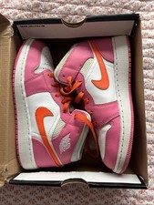 Nike Air Jordan Girls 1 MID GS 5Y Pink/orange