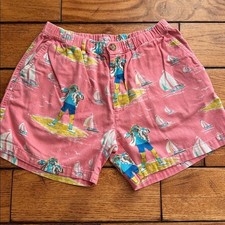 Chubbies Men's Sz M Pink Sailboat Print 5" Inseam Elastic Waist Outdoor Beach