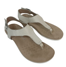 Vionic Terra Women's Adjustable Toe Post Orthotic Sandals Cream Ivory Sz 8