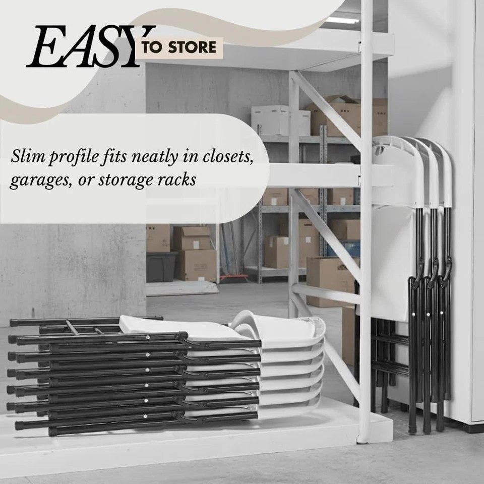  Paquete de 4 sillas plegables de plástico de alta resistencia, sillas plegables de 450 libras de capacidad Foto 2 de 4