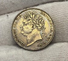 1824 Britain George IV Silver Sixpence 6D Milled Coin Sharp Edges Beautiful Tone