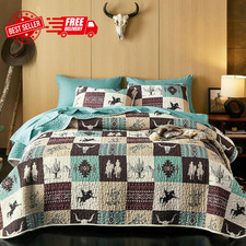 - Western Quilt Set, Southwestern Aztec Country Horse Cowboy Ranch Tribal Nat...