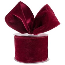 Christmas Velvet Wired Ribbon Satin 10 Yards Gift Wrap Burgundy 2-1/2 Inch