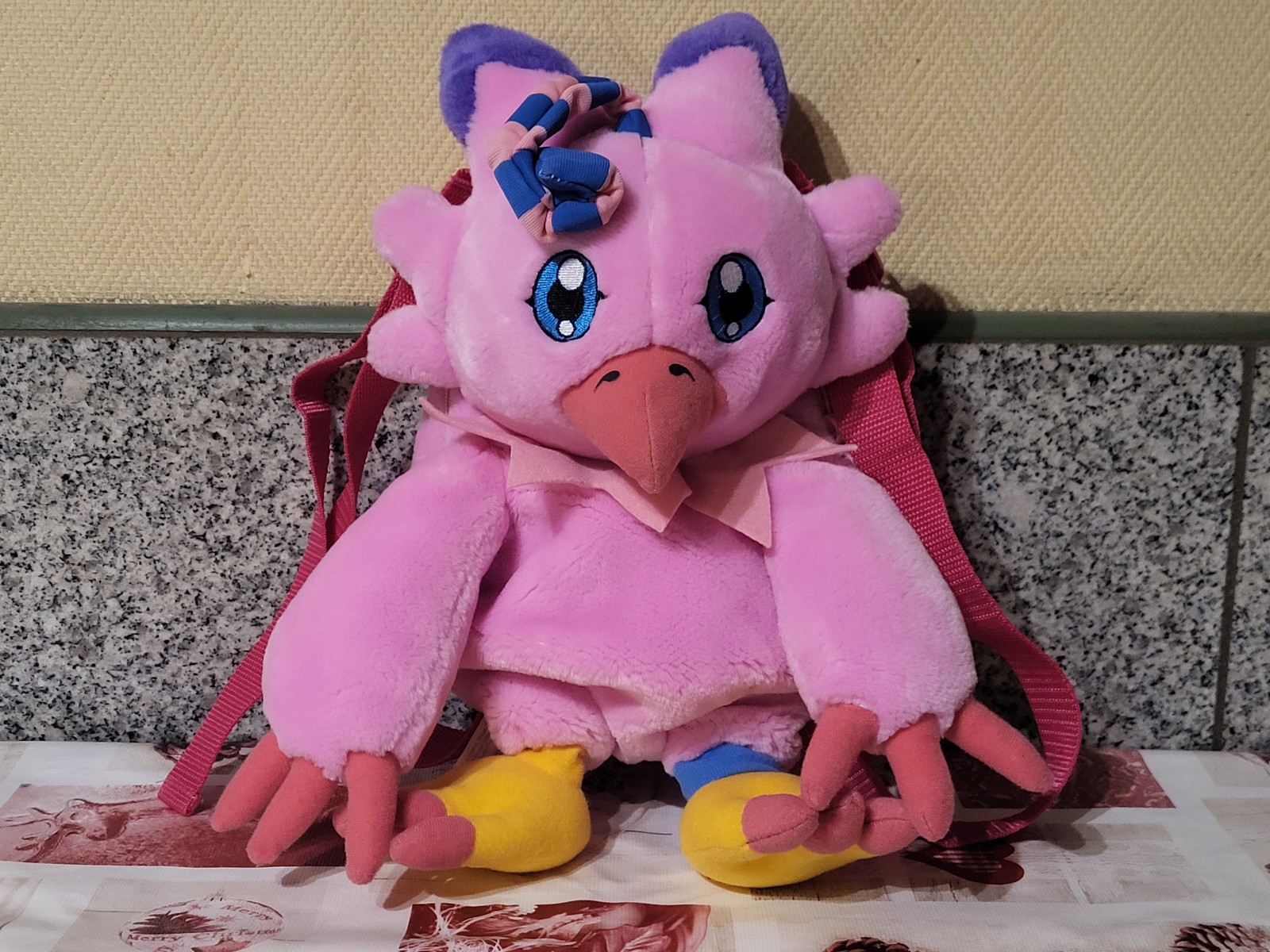 SAC A DOS PELUCHE BANDAI DIGIMON BIYOMON PIYOMAN OISEAU 36CM VINTAGE 2000 JEMINI