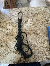 Vintage Bullwhip Braided Leather Wood Wrapped Handle Studs Indiana Jones 8ft 1in