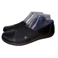 Clarks Collection Cushion Soft Black Leather Slip On Loafers Flats Womens 7 M