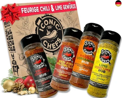 BESUCHE DEN ICONIC CHEFS-STORE ICONIC CHEFS® Chili & Limette BBQ Rub Gewürze Set ? 100% Mexiko 4 Gewürze 70