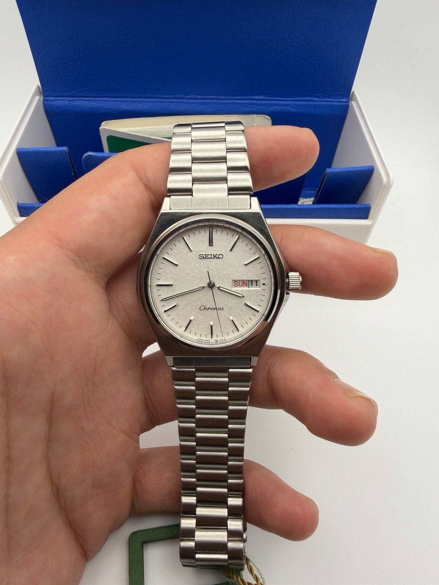 Ⴤ1461ꕤ美品 SEIKO クロノス 腕時計 ヴィンテージ デイデイト Seiko Chronos Vintage Quartz Day-Date White Dial Japan Men's Watch