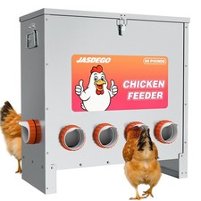 JASDEGO Metal Chicken Feeder No Waste 10 Ports Automatic Poultry Feeder Large...