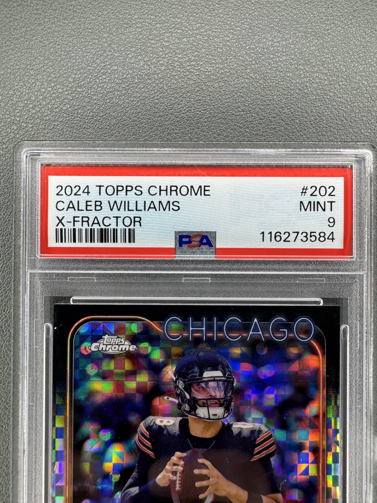 CALEB WILLIAMS ROOKIE 2024 TOPPS CHROME X-FRACTOR #202 RC PSA 9 BEARS MT view 2