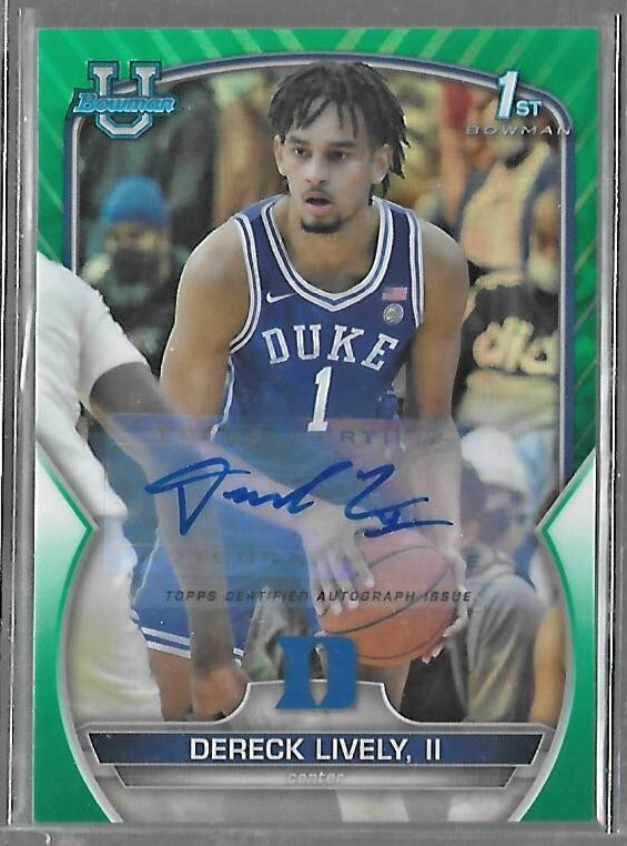 DERECK LIVELY II   2022-23 Bowman Chrome #100  GREEN REFRACTOR 1ST AUTOGRAPH /99