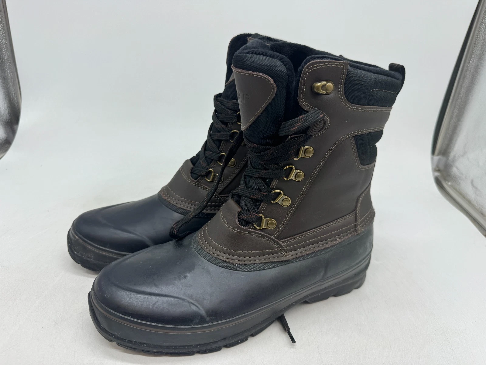 Khombu Kenny Boots Men's Brown Leather Waterproof Lace Up Ankle Outdoor - 10