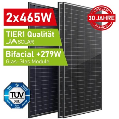2x JA SOLAR JAM54D40-465/LB Solarmodul 465W Solarpanel Bifacial Bifazial PV 400W