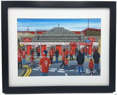 Aberdeen. Pittodrie Stadium. Fußballverein FC Gerahmter Kunstdruck. 14'' x 11'' Rahmen