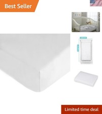 100 Natural Cotton Fitted Crib Sheet 52" x 28" - Soft, Breathable, Hypoaller...