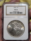 1886 Morgan Silver Dollar NGC Certified MS63 Slight Toning