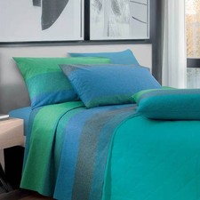 Completo lenzuola in puro cotone Gabel Richard a righe bluette